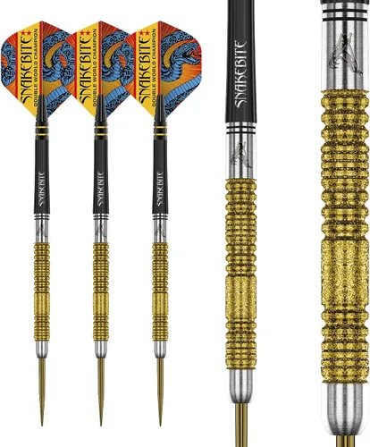 Vista 4 de RED DRAGON Peter Wright Snakebite DWC Edición Especial Gold Plus 0.71 oz con Vuelos y Tallos (ejes)