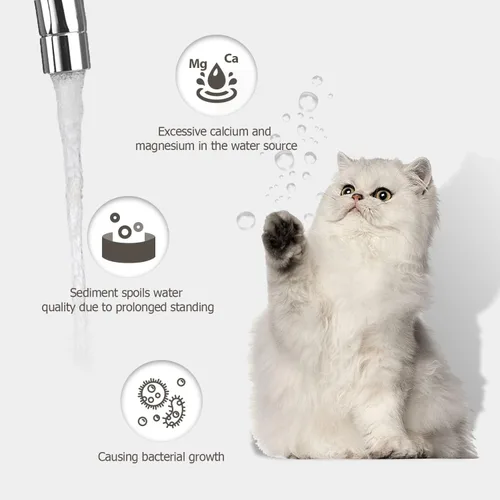 Vista 2 de PEKTACO Filtros de fuente de agua para gatos, esponjas de repuesto y prefiltro para fuente automática de mascotas de 3.2L/108 onzas, dispensador