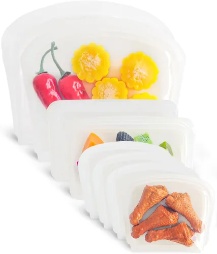 Vista 8 de Paquete de 6 bolsas de almacenamiento de alimentos de silicona
