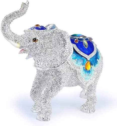 Vista 3 de KALIFANO Joyero decorativo para mujer con cristales Swarovski y gemas con forma de animales salvajes, hecho para almacenamiento y organización