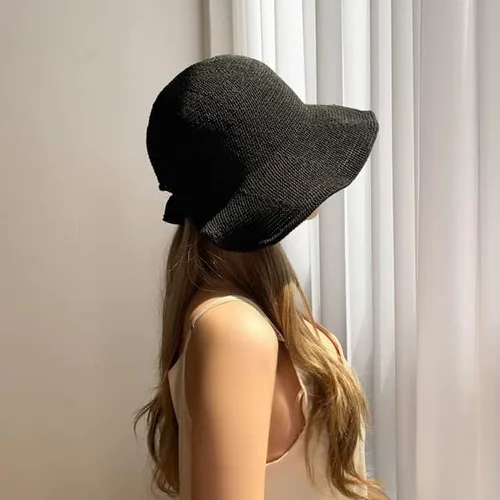 Vista 5 de Sombrero de playa de verano de ala ancha con protector solar de paja sombrero de verano transpirable sombrero plegable al aire libre