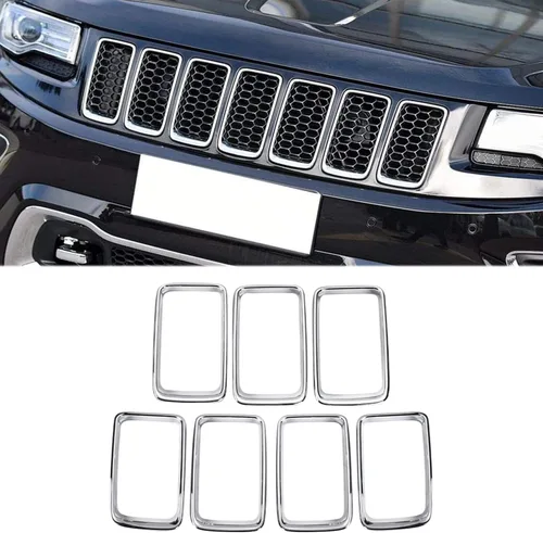 Vista 7 de JeCar Kit de embellecedores de parrilla con clip para Jeep Grand Cherokee 2014-2016, color negro