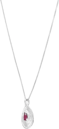 Vista 2 de Silpada Collar con colgante de rubí creado en laboratorio con diseño de flor de pera, en plata de ley, 16 pulgadas + 2 pulgadas, rubí