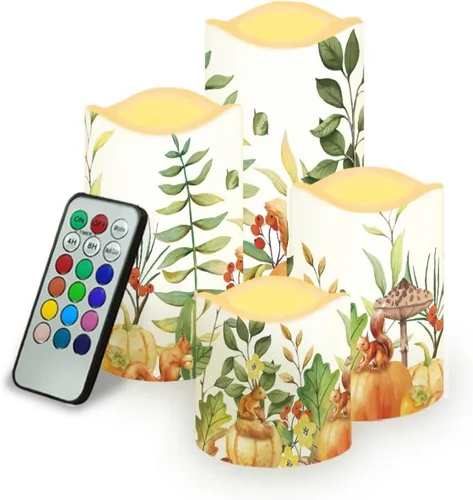 Vista 19 de Ystardream Velas sin llama de hojas tropicales con control remoto que funcionan con pilas, velas LED realistas con control remoto y temporizador