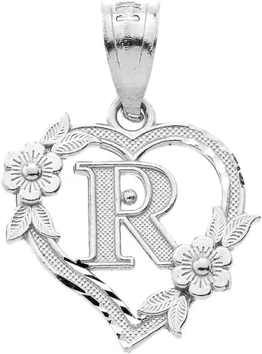 Vista 18 de Colgante de plata de ley con inicial de corazón para mujer, colgante de letra para mujer