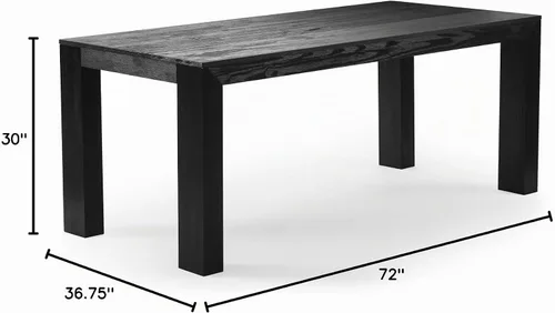 Vista 2 de Plank+Beam Mesa de comedor moderna de 72 pulgadas, rectangular, cepillo Cepillo de alambre negro