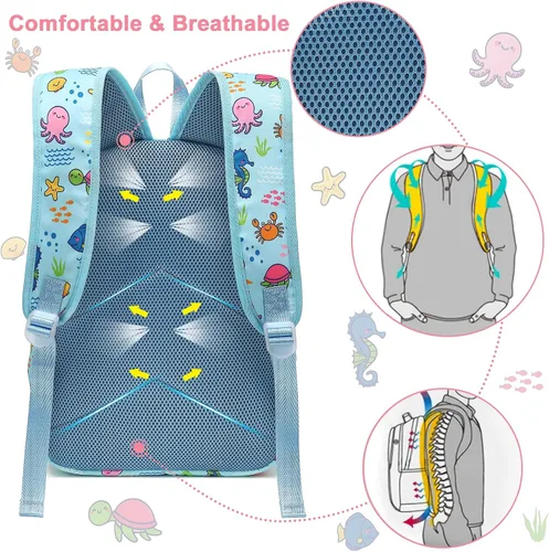 Vista 7 de CAMTOP - Conjunto de mochila y lonchera con estampados divertidos para niños de preescolar y primaria