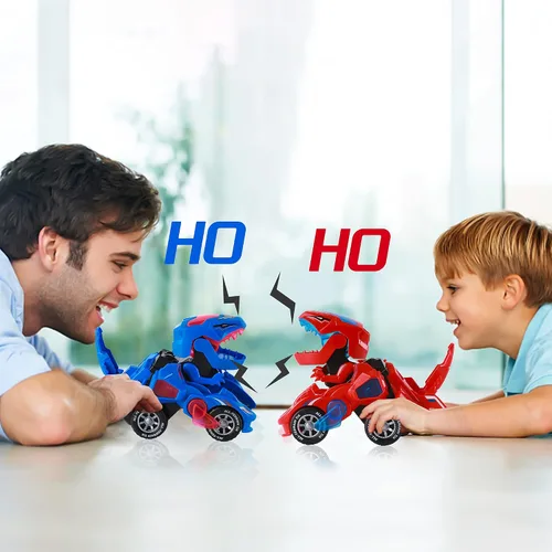 Vista 7 de Hirger Juguete de Coche Dinosaurio Transformable para Niños, Juguetes de Camión Monstruo Auto Transformador con Luz y Sonido para Niños Pequeños