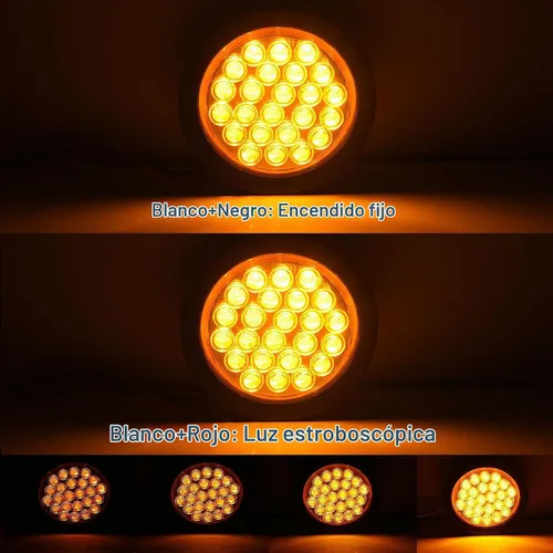 Vista 2 de Partswcgg 4 piezas de luces estroboscópicas redondas ámbar de 10,16 cm, 24 luces LED para remolque con patrones de parpadeo sólidos para lámparas