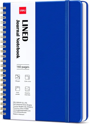 Vista 15 de deli Black Lined Spiral Journal Notebook, 160 Pages, A5 (5.5"x8") Hardcover Writing Notebook, College Ruled Spiral Bound Journal for Women & Men