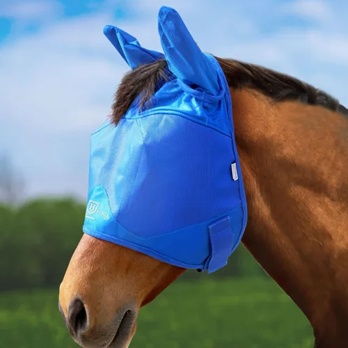 Vista 10 de Harrison Howard Máscara de media cara con protección UV y transpirable para uso equino, cómoda, gris, XS