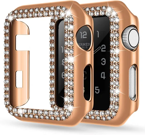 Vista 12 de Adepoy - Funda Compatible para Apple Watch de 1.496 Pulgadas Serie 3/2/1, con Brillantes, Funda Protectora con Marco de Pantalla para Mujer, Niña