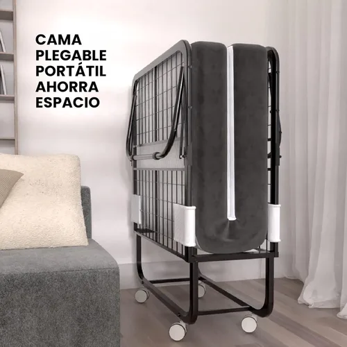 Vista 6 de EconoHome Cama Plegable con Colchón - Marco Tamaño Twin de 75x38 Pulgadas - Cama de Invitados Portátil Plegable Rollaway con Colchón de Espuma