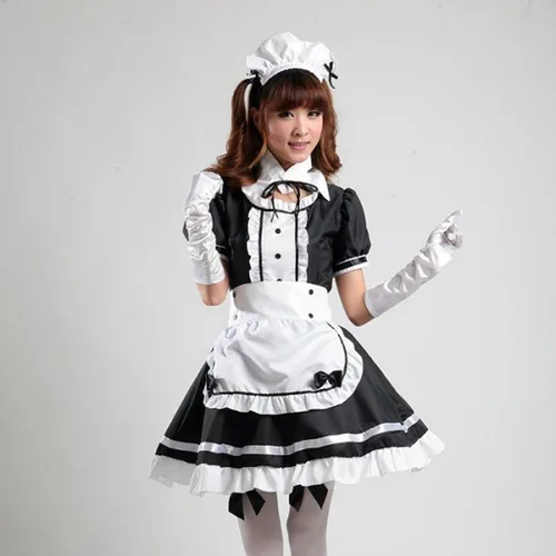 Vista 2 de AcaCostume - Disfraz de estilo de criada francesa con delantal, de anime, para mujer.