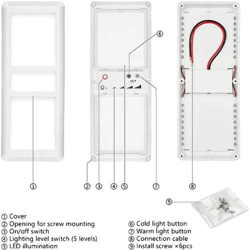 Vista 5 de Luces interiores de doble LED para autocaravana, 12 V CC con interruptor de pantalla táctil de iluminación de 5 modelos, repuesto interior de 24 V