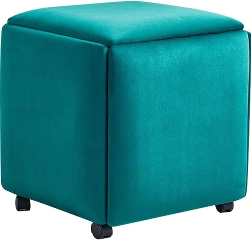 Vista 10 de WAYUTO Cubo de asiento 5 en 1 con ruedas giratorias, apilable para sofá, silla, taburete otomano anidable, reposapiés movible, silla de tocador