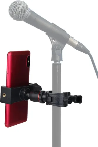 Vista 7 de Soporte de micrófono para teléfono Soporte de micrófono Abrazadera de montaje de teléfono con clip de teléfono ajustable, montaje de cabeza de bola