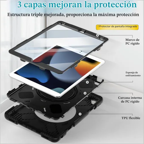 Vista 6 de Miesherk STOCK Funda para iPad de 9ª/8ª/7ª generación de 10,2 pulgadas Negro