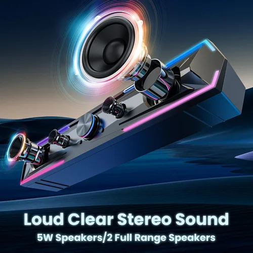Vista 11 de Tylubio Altavoces de computadora para PC de escritorio con sonido claro, altavoz LED de PC que fluye para computadora de escritorio y portátil