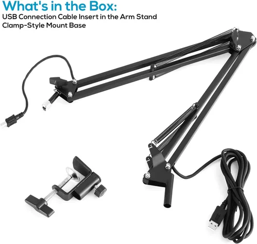 Vista 8 de Sound Around Soul Inscriptions Press PMKSHUSB04 - Soporte de micrófono de suspensión USB, ajustable, compacto, de acero duradero para estudio