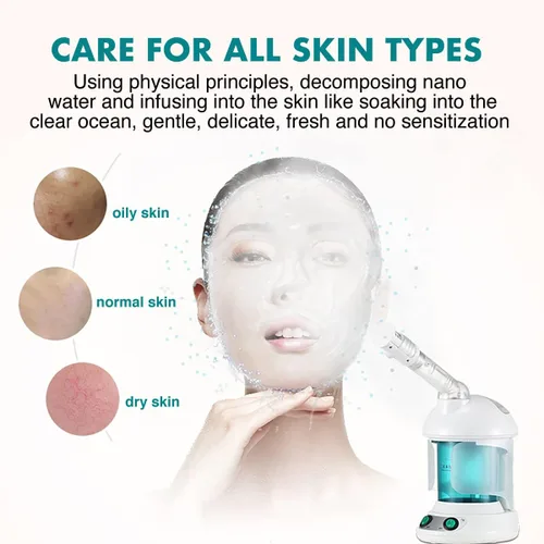 Vista 7 de DENFANY Vaporizador de pelo, vaporizador 2 en 1 para cabello y cara con UV y ozono, humidificador facial y sistema de pulverización hidratante