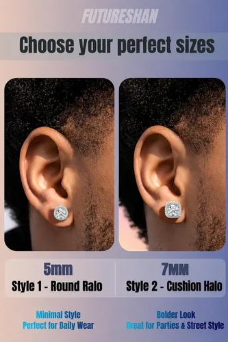 Vista 4 de Aretes magnéticos para hombre con circonita cúbica 5A de acero inoxidable Estilo dorado 1