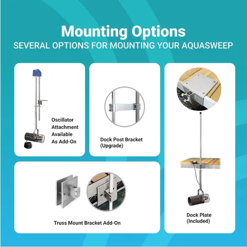 Vista 2 de Scott Aerator 3/4 Horse Power 230V Muck Blaster - Cable de 50 pies 3/4 Horse Power Aquasweep w/Dock Mount Circulador de agua Agitador de agua