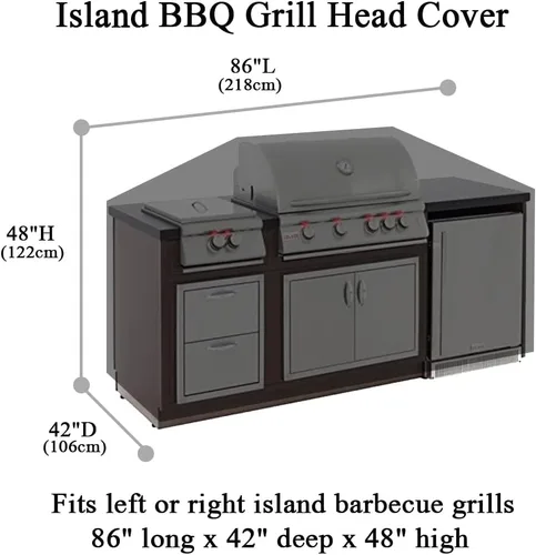 Vista 2 de Cubierta de cabeza de parrilla de barbacoa de isla de 86 pulgadas
