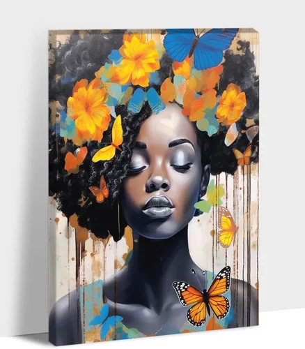 Vista 96 de Arte de pared afroamericano, decoración de rey y reina bailarín negro para sala de estar, arte de pareja de amor negro para dormitorio, lienzo