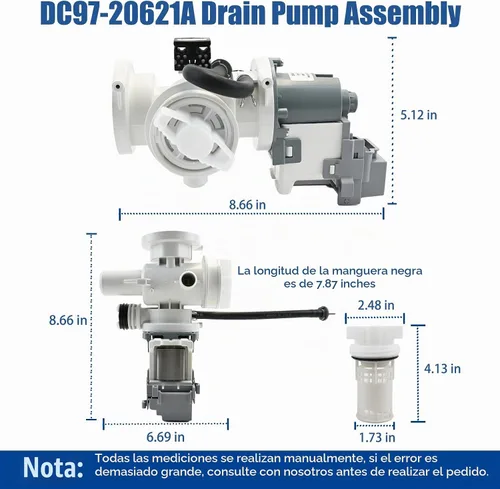 Vista 7 de DC97-20621A, DC97-20621C, DC97-17999N Conjunto de bomba de drenaje (OEM) Compatible con lavadora Samsung (algunos modelos), número de reemplazo