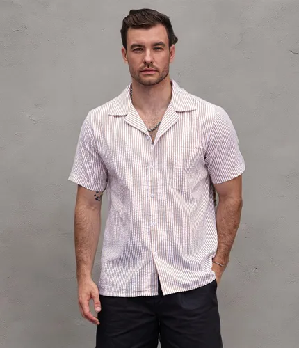 Vista 7 de VATPAVE Camisa de verano a rayas para hombre, casual, con botones, de manga corta, camisas de playa de algodón para hombres