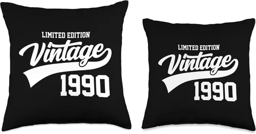 Vista 3 de Limited Edition Vintage 1990 33rd Birthday Year Retro Sports Throw Pillow
