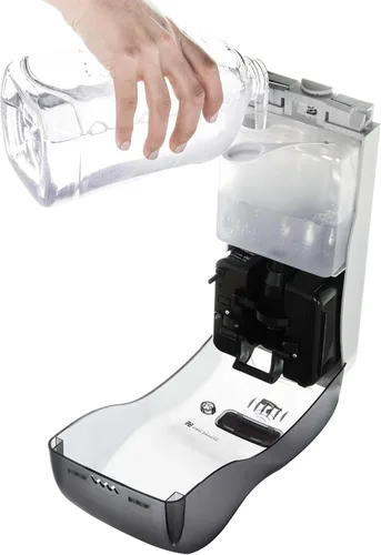 Vista 6 de San Jamar Clásico Perla Negra Set – Dispensador Híbrido de Jabón y Desinfectante (900 ml), Dispensador de Cubierta de Inodoro, y Dispensador