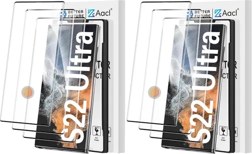 Vista 9 de AACL [Compatible con huellas dactilares] [Paquete de 3] Protector de pantalla de vidrio templado curvado 3D para Samsung Galaxy S22 Ultra 5G