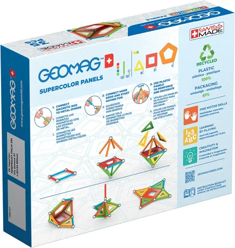 Vista 2 de Geomag Supercolor Juguetes Magnéticos para Niños de 5+ Años, 35 Piezas de Imanes Educativos STEM para Niños - Bloques Magnéticos Hechos en Suiza