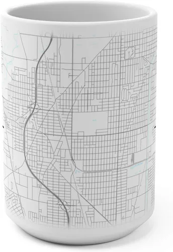 Vista 2 de Skokie, Illinois IL Map Mug (15 oz)