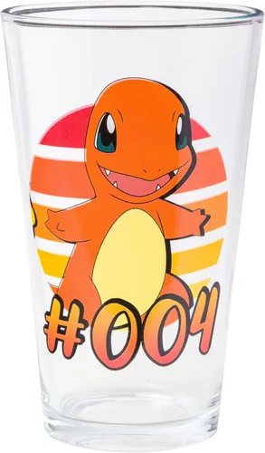 Vista 2 de Silver Buffalo Pokémon Original Starters con Charmander, Squirtle, Bulbasaur y Pikachu, Set de 4 Vasos de Pinta de 16 Onzas (Paquete de 4)