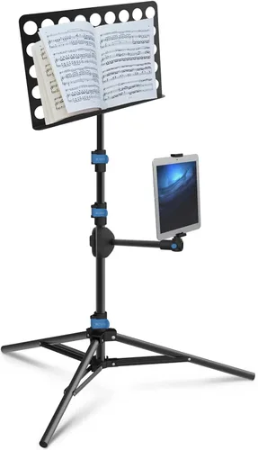 Vista 6 de IA Stands Soporte plegable para partituras de música ECT1 con soporte intercambiable para tableta