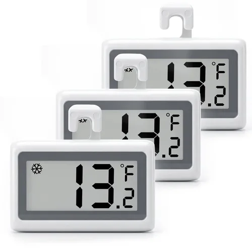 Vista 7 de Termómetro digital para refrigerador, termómetro para nevera y congelador con pantalla LCD grande, medidor de temperatura magnético del congelador