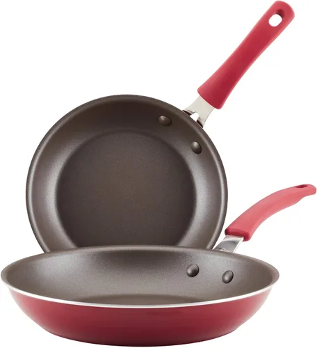 Vista 12 de Rachael Ray Cook + Create - Juego de sartenes antiadherentes, 9.5 pulgadas y 11.75 pulgadas, color azul agave