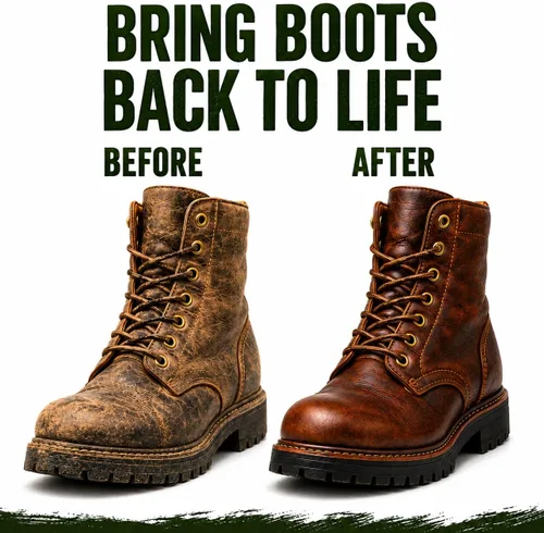Vista 2 de Kit para cuidado de botas de cuero - Fabricado en Estados Unidos (No en China) - Aceite para botas, impermeable, limpiador para botas