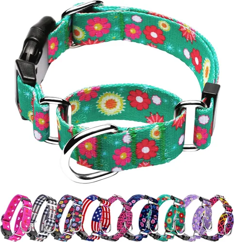 Vista 18 de Hikiko - Collar de cuadros para perros con collar ajustable de nylon Martingale con hebilla de liberación rápida (Pluma de beige, X-Pequeño)