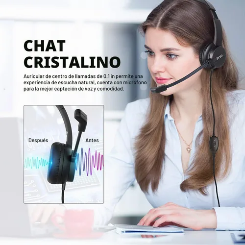 Vista 7 de EKSA Auriculares con micrófono para PC, auriculares de computadora con cable de 0.138 in con controles de volumen y silencio de micrófono