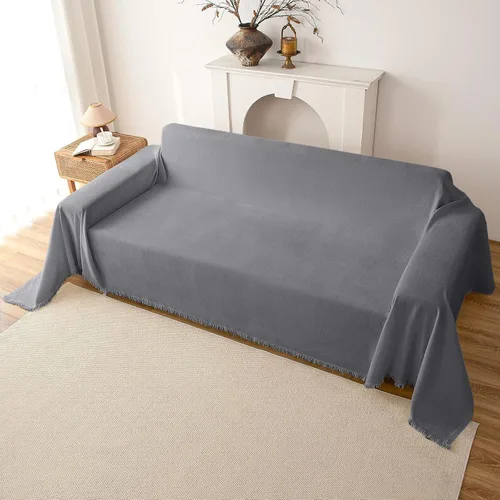 Vista 10 de Funda de felpilla para sofá, funda suave con borlas para sofá, funda de sofá para sofá de 2 puestos, funda de sofá, protector de muebles lavable