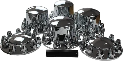 Vista 6 de Kits de cubiertas completas de eje de plástico ABS cromado con cubretuercas roscables de 33mm para semirremolques en juegos (con puntas)
