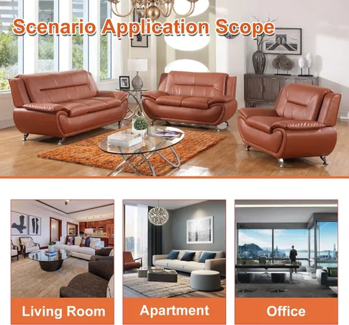 Vista 4 de Sofás de cuero para sala de estar, juego de sofás para sala de estar, sofá para dormitorio, apartamento, juegos de muebles para sala de estar