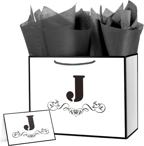 Vista 26 de ysmile Bolsa de regalo de letras con papel de envoltura para hombres, mujeres, niños y niñas, bolsa de papel grande de 16 pulgadas, color blanco
