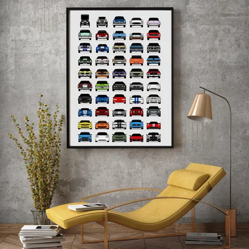Vista 4 de Custom Car Posters Póster hecho a mano compatible con póster de American Muscle Car e impresión de automóviles clásicos y vehículos icónicos, 8 x 10
