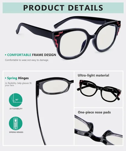 Vista 4 de Eyekepper Paquete de 4 lentes de lectura progresivos multienfoque para mujeres multifocales +1.00