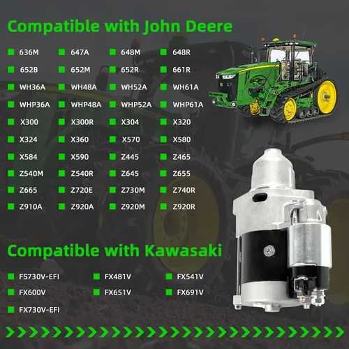 Vista 2 de LEAPTREND 19169N Nuevo arrancador apto para Kawasaki FX730V FX691V FX651V, John Deere 636M 648R 652R 661R Z445 Z465 Z645, reemplaza 428000-6600